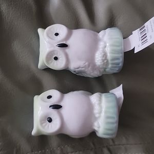 Winter Snow Owl Salt and Pepper Shaker Set  NEW
